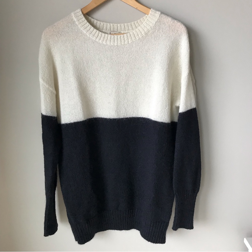 Blue and white sweater